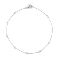 14K White Gold Diamond Bezel Station Bracelet