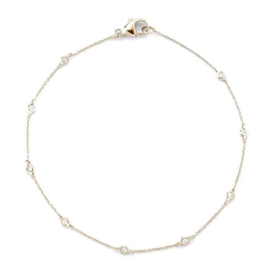 14K Yellow Gold Diamond Bezel Station Bracelet