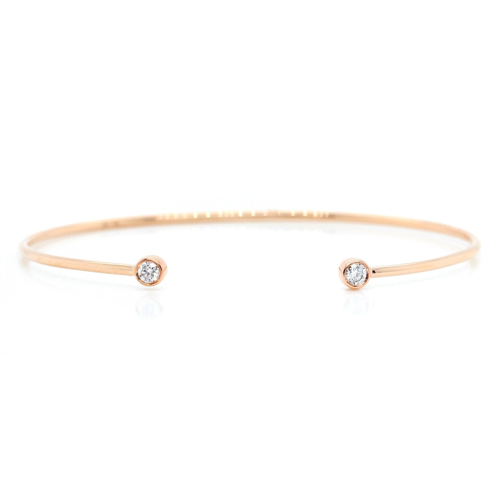 14K Rose Gold Diamond Thin Cuff Bracelet
