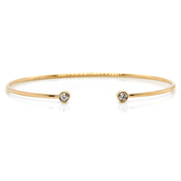 14K Yellow Gold Diamond End Cuff Bracelet