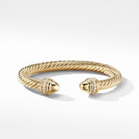 Cable Bracelet in 18K Gold with Gold Dome and Diamonds
