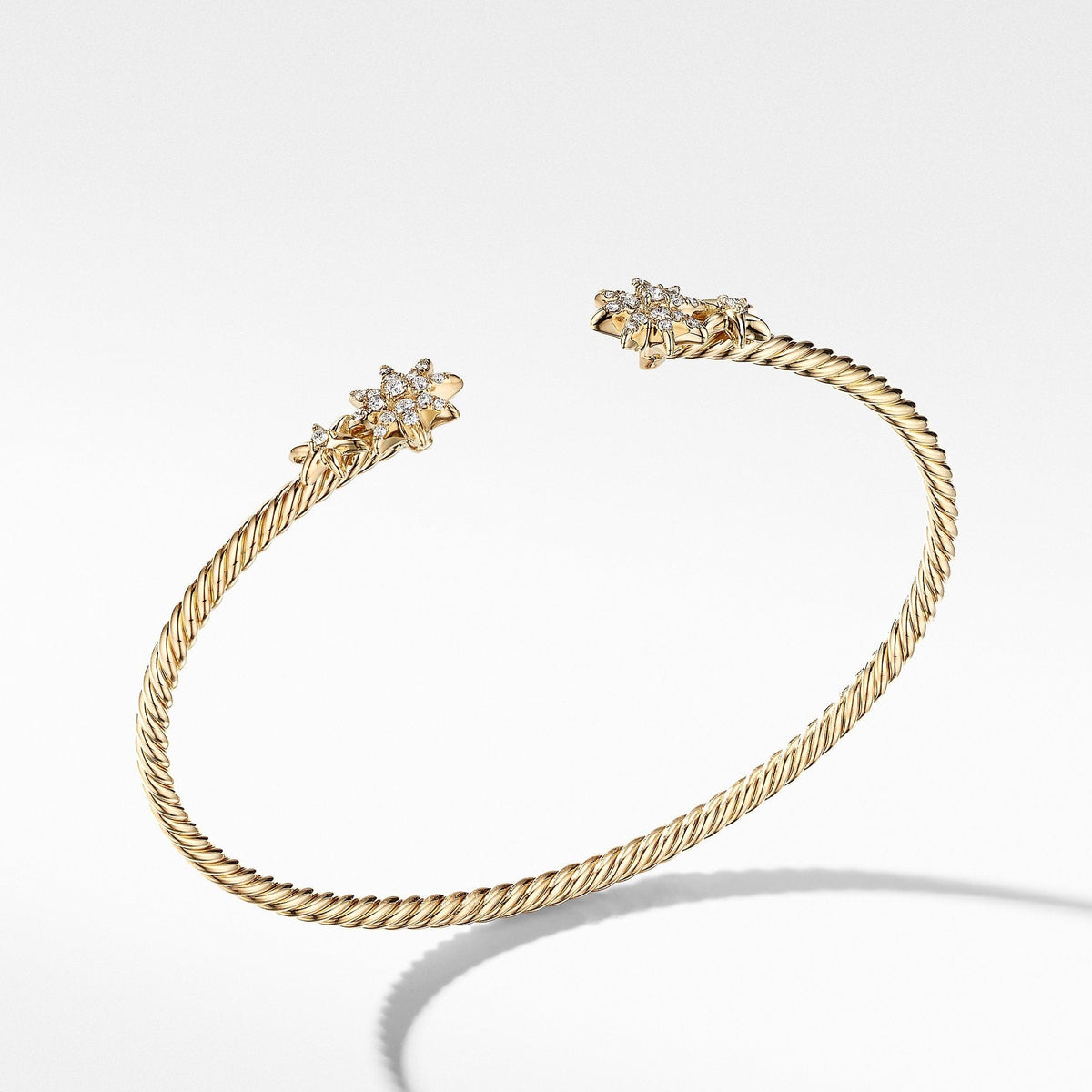 Petite Starburst Open Cable Bracelet in 18K Yellow Gold with Pavé Diamonds