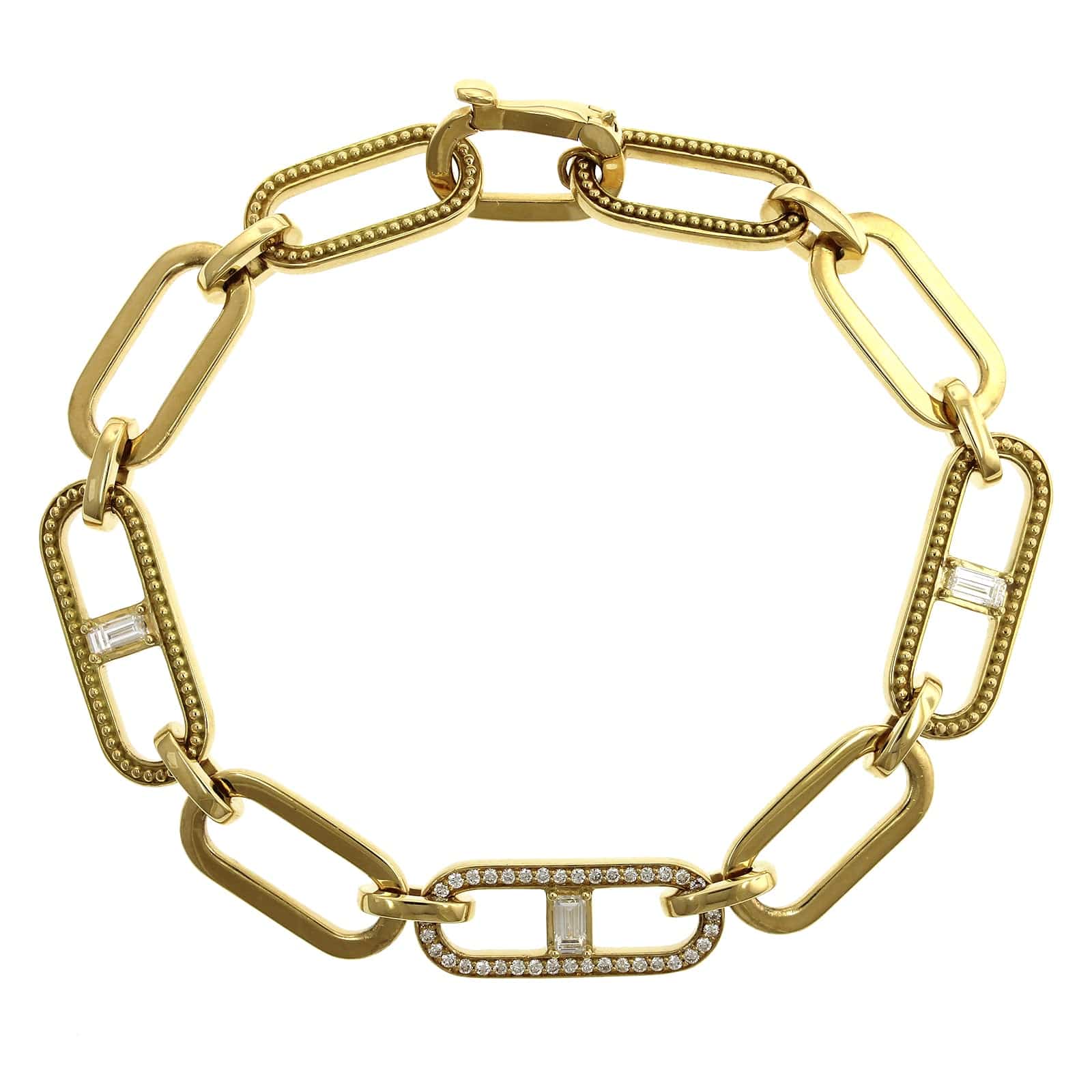 Penny Preville 18K Yellow Gold Flat Link Diamond Bracelet