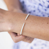 14K White Gold Diamond Claw Cuff Bangle