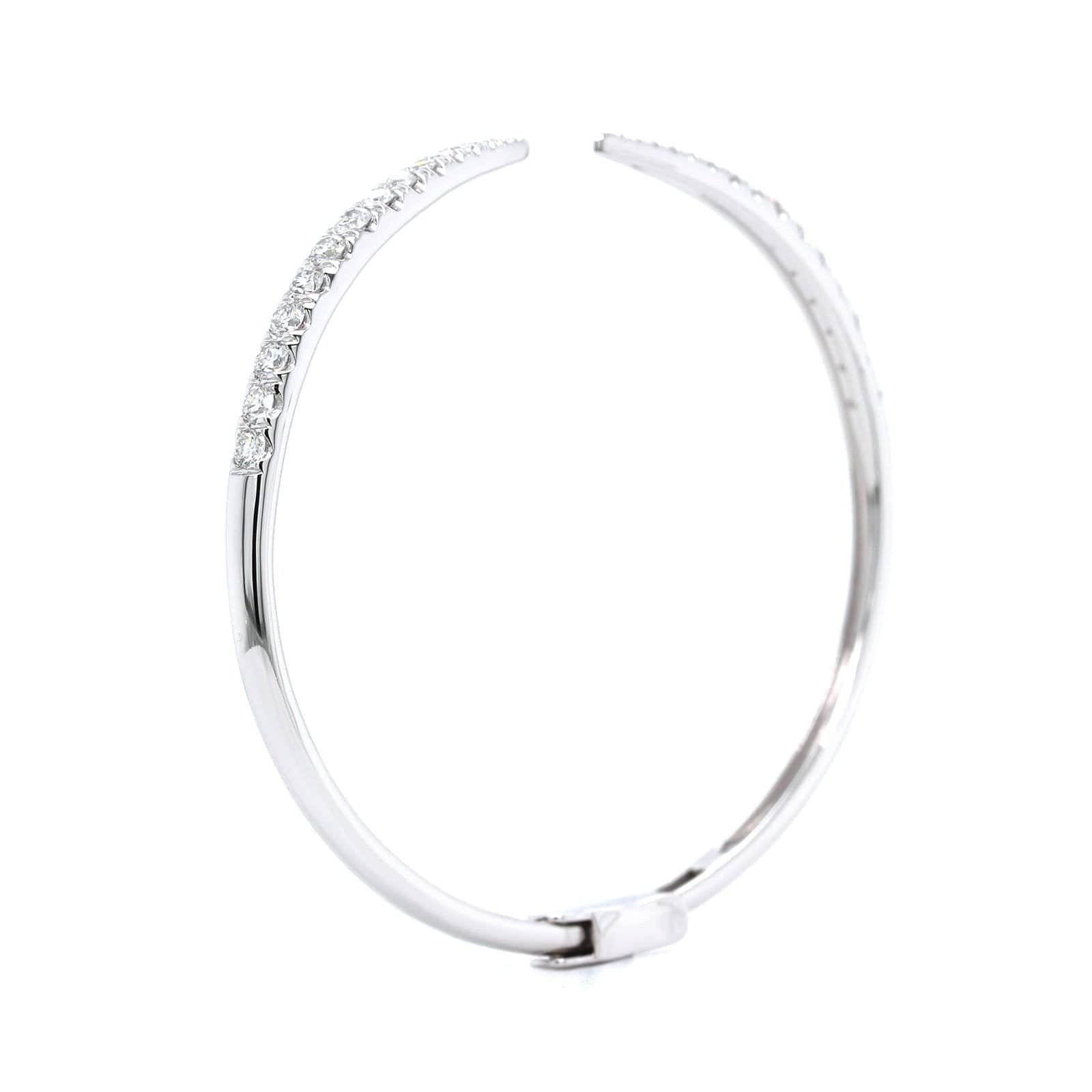 14K White Gold Diamond Claw Cuff Bangle