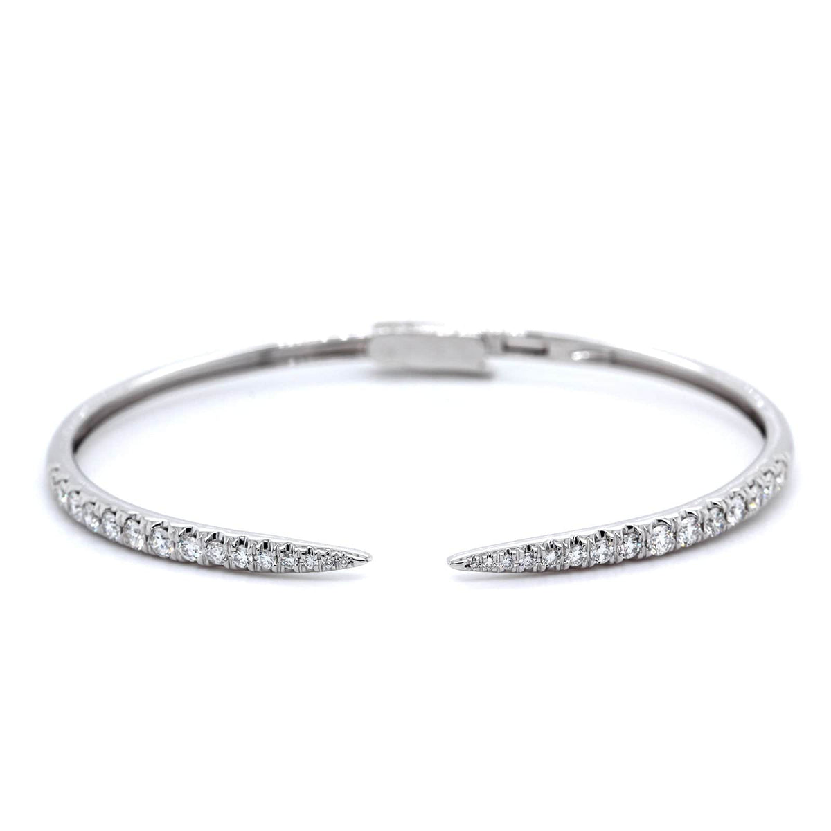 14K White Gold Diamond Claw Cuff Bangle