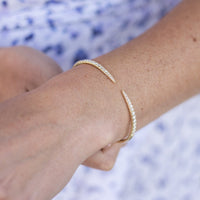14K Yellow Gold Diamond Claw Cuff Bangle