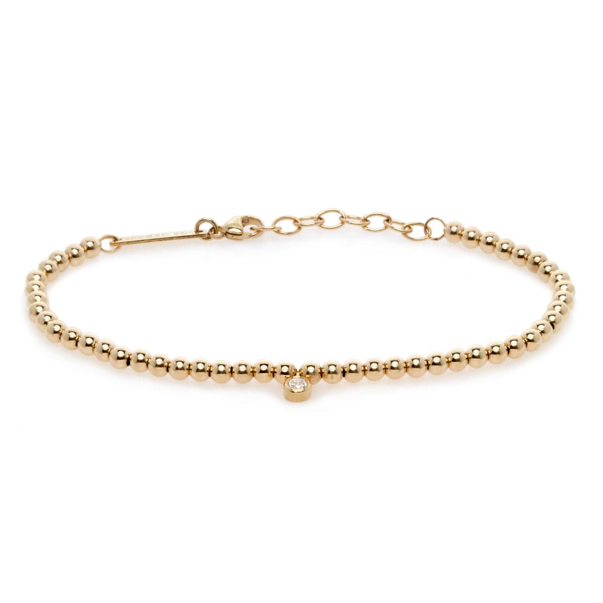 14K Yellow Gold Bead Diamond Bracelet