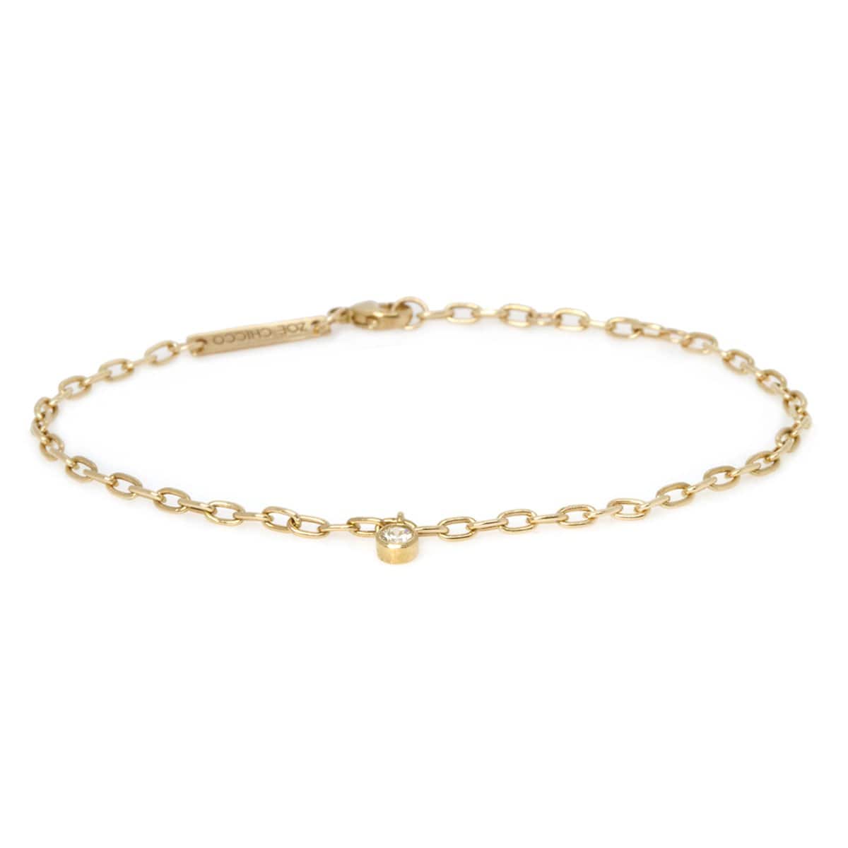14K Yellow Gold Diamond Oval Link Bracelet