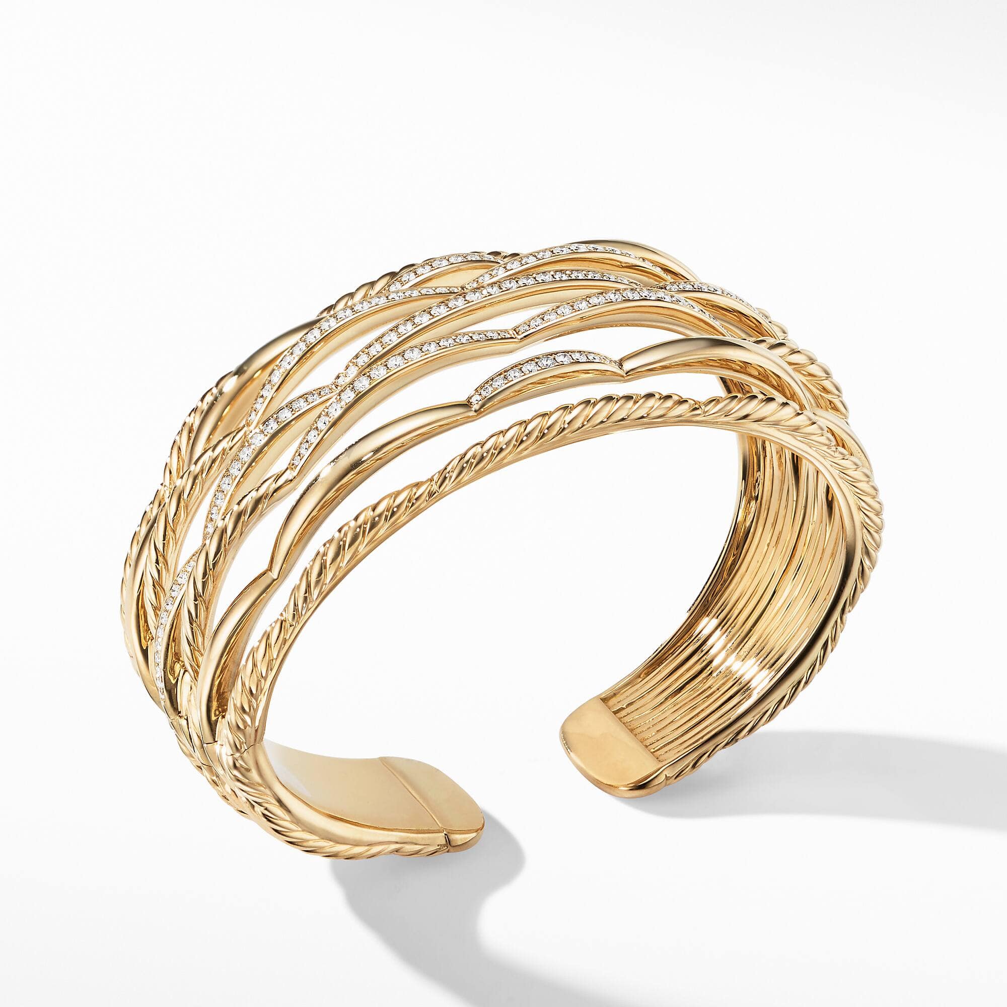 Tides Cuff Bracelet in 18K Yellow Gold with Diamonds