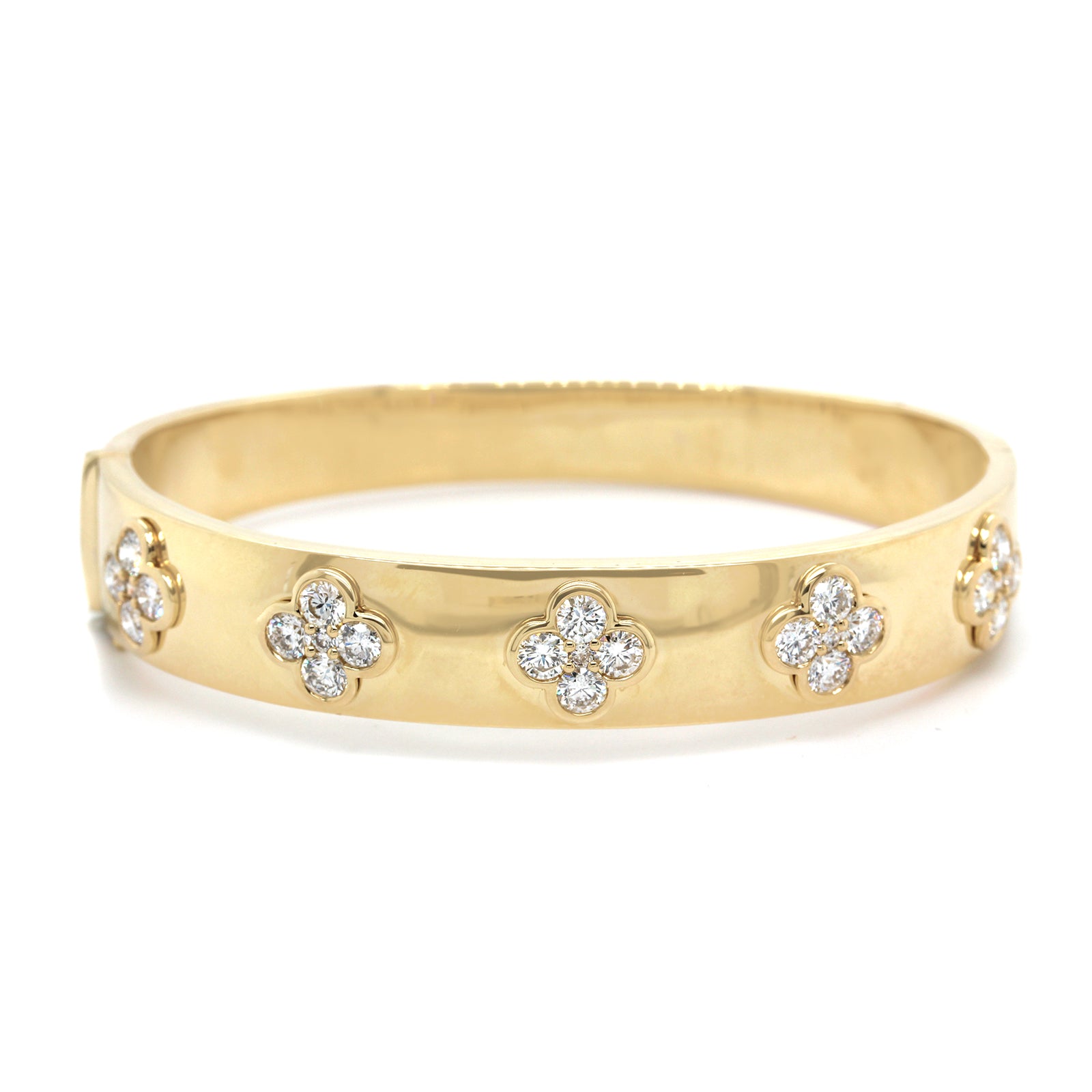 14K Yellow Gold Diamond Clover Bracelet