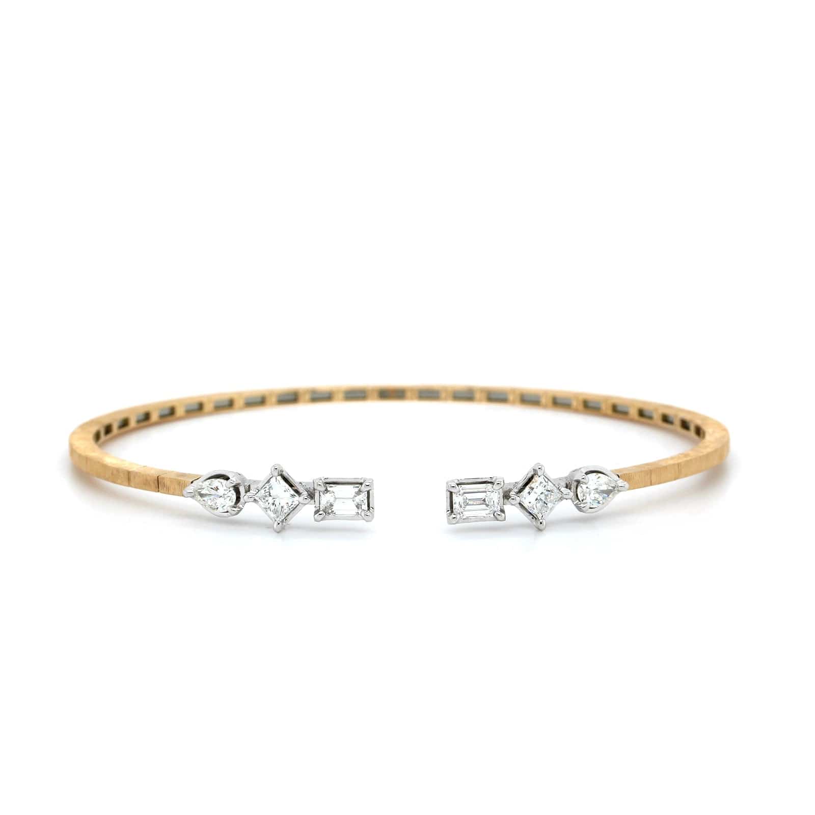 Penny Preville 18K Yellow Gold Multi Diamond Shape Cuff Bracelet