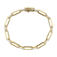 14K Yellow Gold Large Link Diamond Bracelet