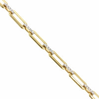 14K Yellow Gold Large Link Diamond Bracelet