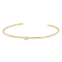 14K Yellow Gold Single Diamond Cuff Bracelet