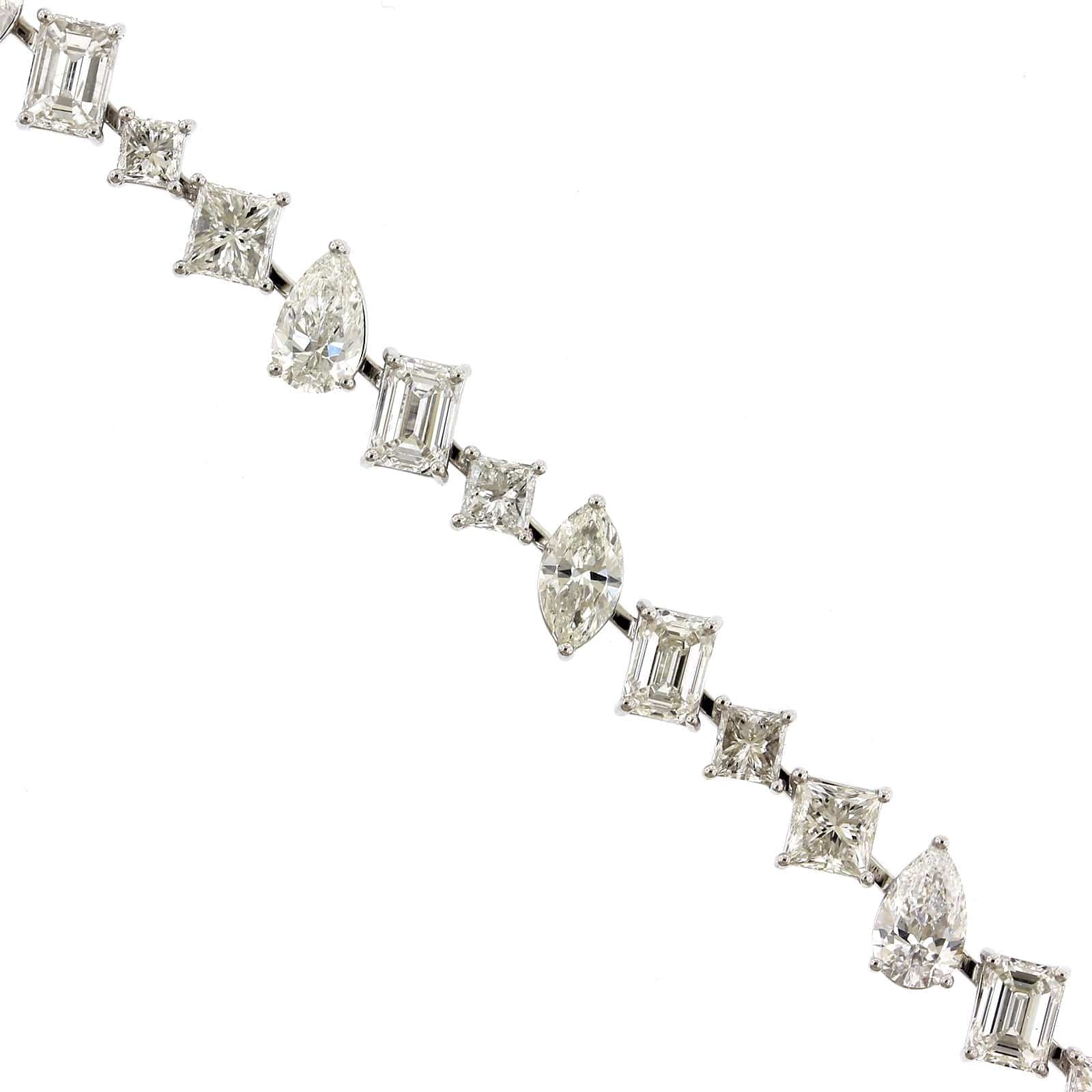 18K White Gold Multi Shape Diamond Bracelet