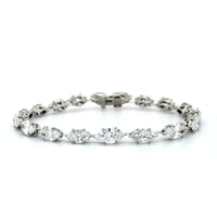 Platinum Marquise Shaped Diamond Line Bracelet