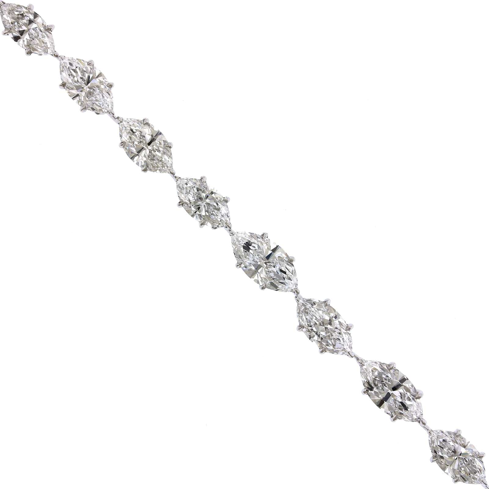 Platinum Marquise Shaped Diamond Line Bracelet