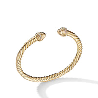 Cable Bracelet in 18K Gold with Gold Dome and Diamonds, Long's Jewelers