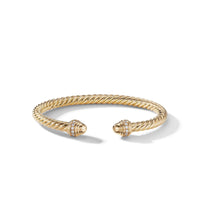 Cable Bracelet in 18K Gold with Gold Dome and Diamonds, Long's Jewelers