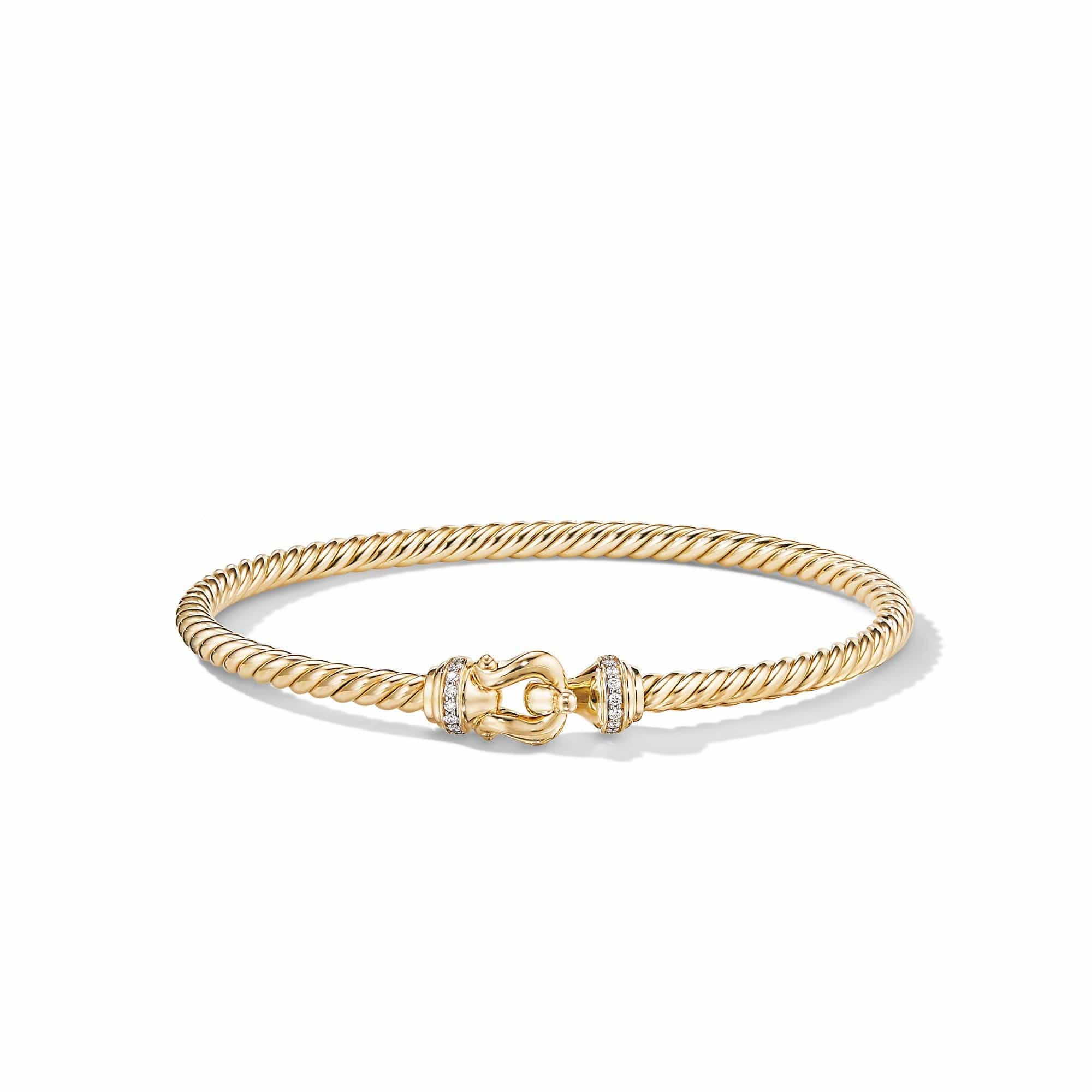 Buckle Bracelet in 18K Yellow Gold with Diamonds, Long's Jewelers
