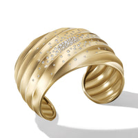 Cable Edge™ Cuff Bracelet in Recycled 18K Yellow Gold with Pavé Diamonds