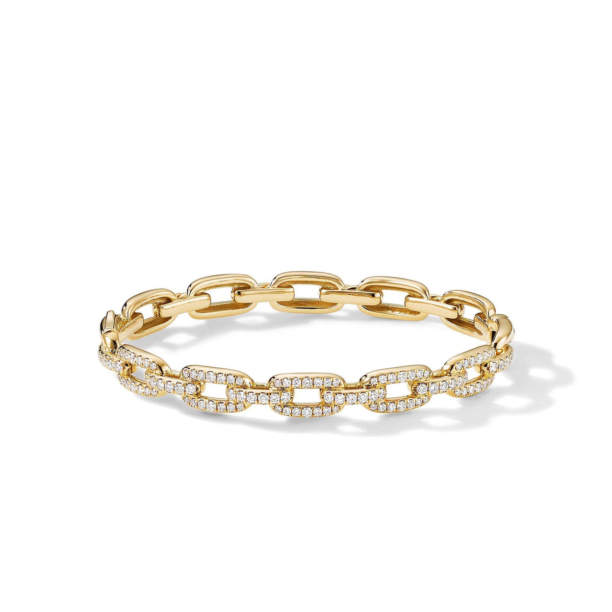 Stax Chain Link Bracelet in 18K Yellow Gold with Pavé Diamonds