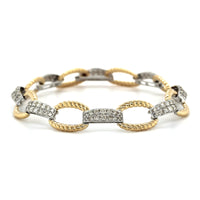 14K Two-Tone Gold Rope Style Diamond Bracelet, 14k yellow and white gold, Long's Jewelers
