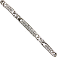 18K White Gold Curb Link Pave Diamond Bracelet