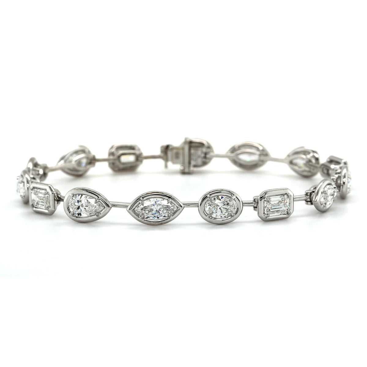 18K White Gold Multi Shape Diamond Bracelet, 18k white gold, Long's Jewelers