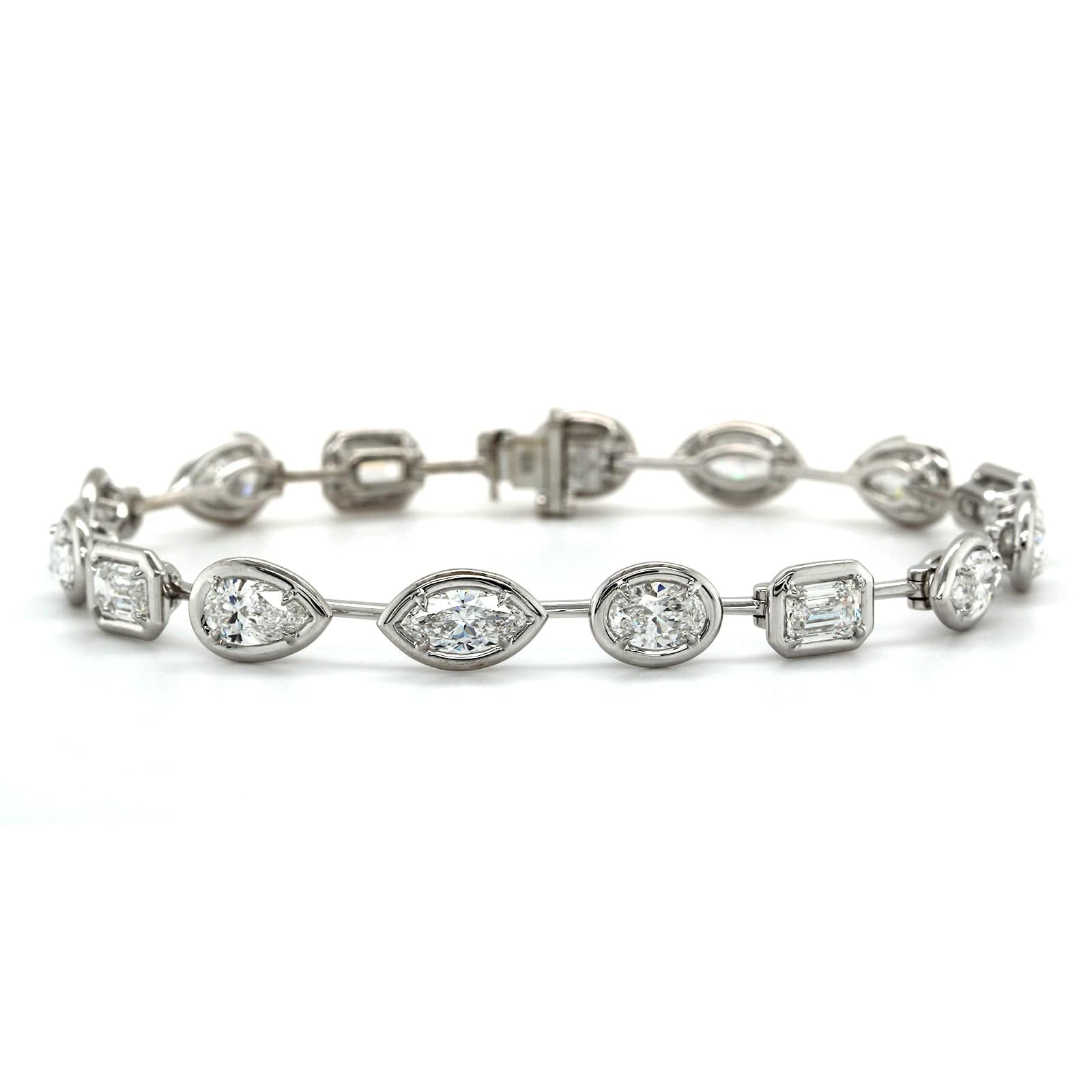 18K White Gold Multi Shape Diamond Bracelet, 18k white gold, Long's Jewelers