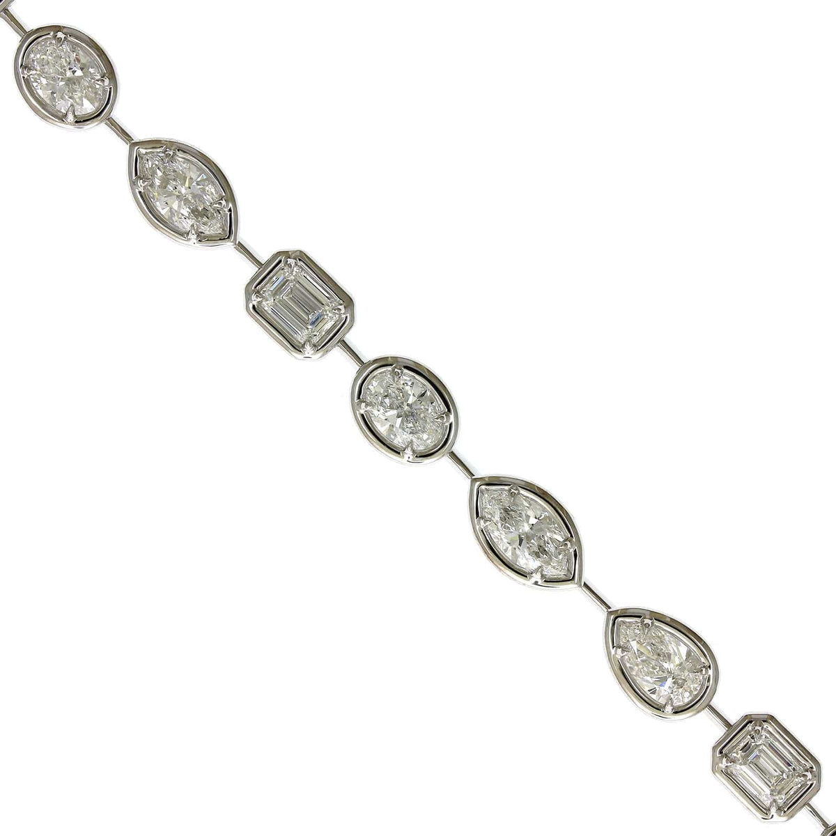 18K White Gold Multi Shape Diamond Bracelet, 18k white gold, Long's Jewelers