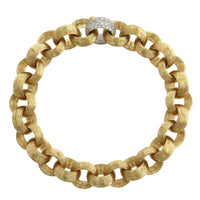 18K Yellow Gold Diamond Rolo Satin Finish Link Bracelet, 18k yellow gold, Long's Jewelers