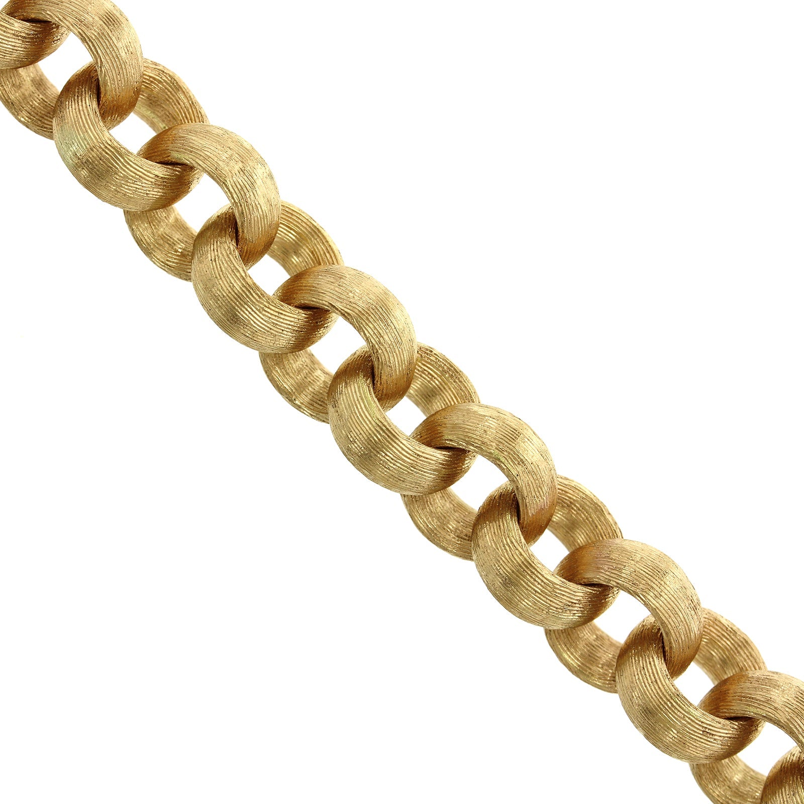 18K Yellow Gold Diamond Rolo Satin Finish Link Bracelet, 18k yellow gold, Long's Jewelers