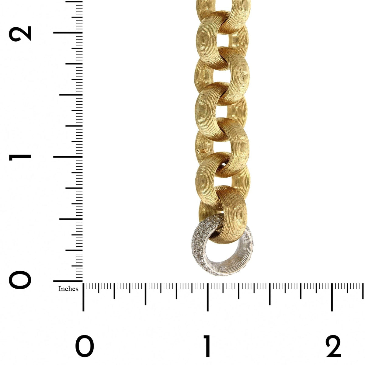 18K Yellow Gold Diamond Rolo Satin Finish Link Bracelet, 18k yellow gold, Long's Jewelers