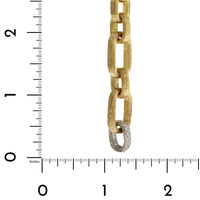 18K Yellow Gold Diamond Oval Satin Finish Link Bracelet, 18k yellow gold, Long's Jewelers