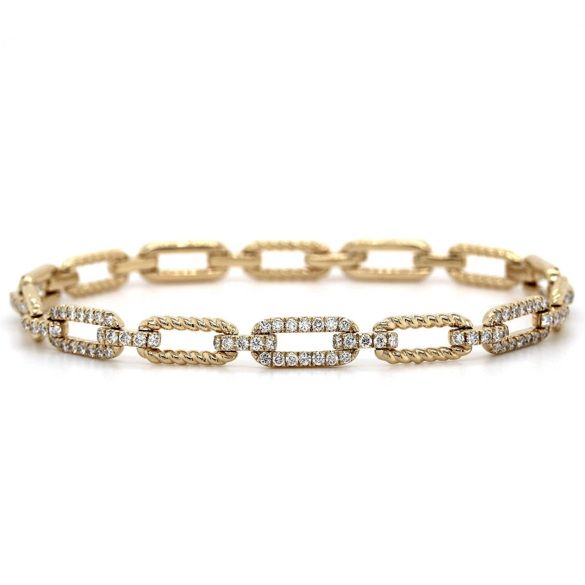 14K Yellow Gold Paperclip Diamond Bracelet, 14k yellow gold, Long's Jeweler's