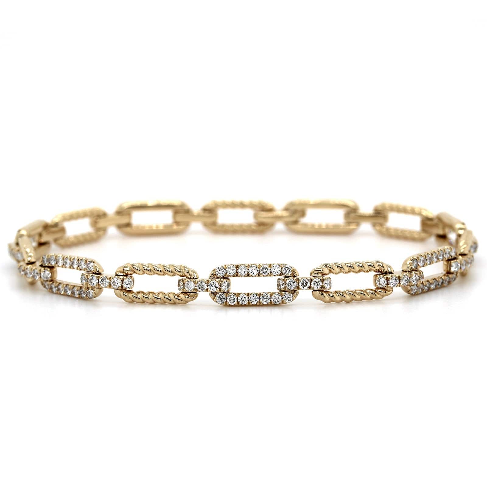 14K Yellow Gold Paperclip Diamond Bracelet, 14k yellow gold, Long's Jeweler's