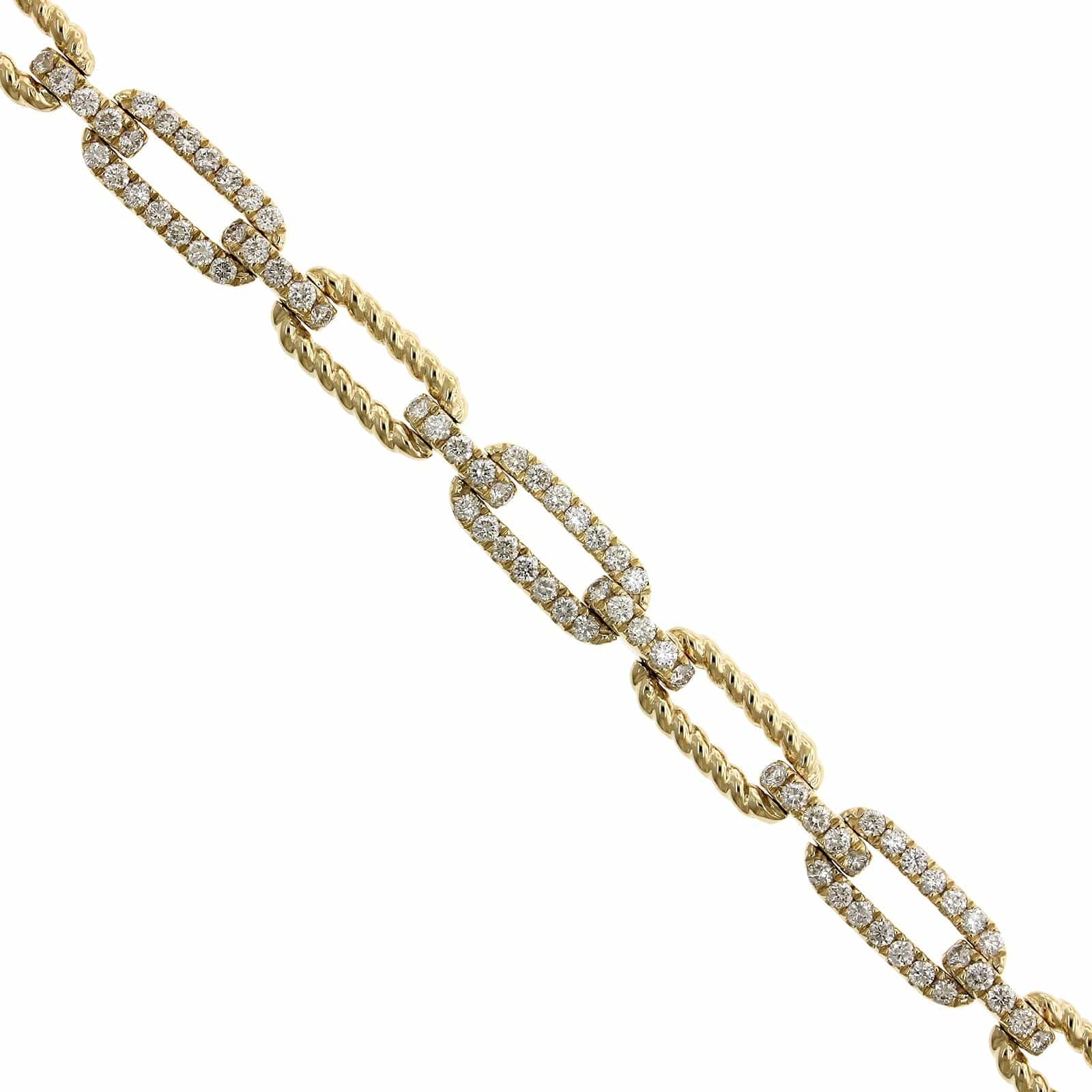 14K Yellow Gold Paperclip Diamond Bracelet, 14k yellow gold, Long's Jeweler's