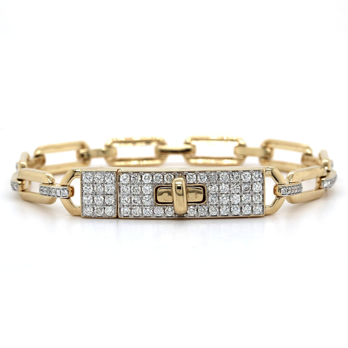 14K Yellow Gold Paperclip Diamond Clasp Bracelet, 14k yellow gold, Long's Jeweler's