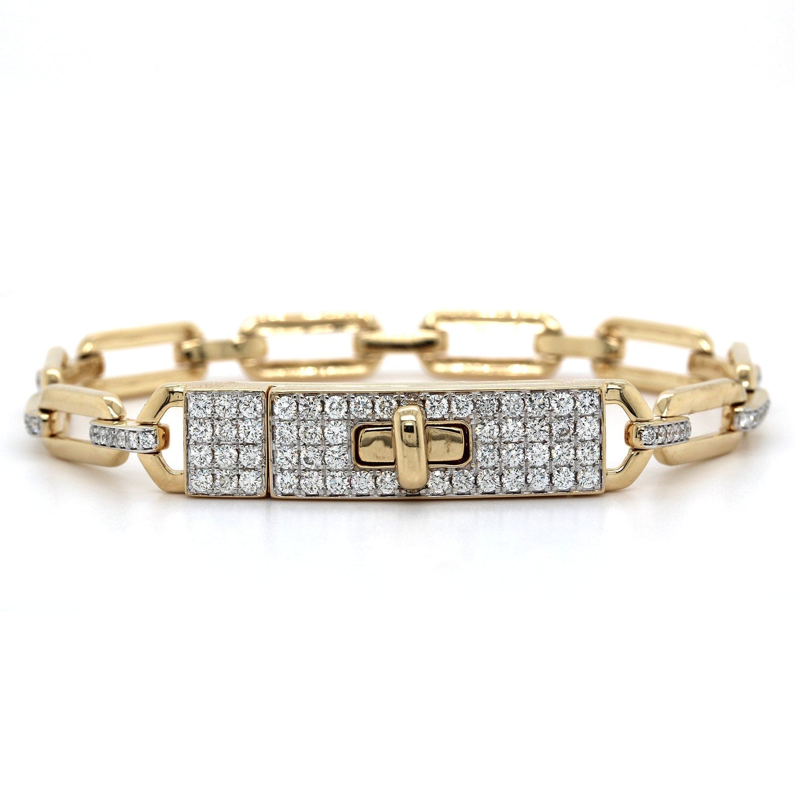 14K Yellow Gold Paperclip Diamond Clasp Bracelet, 14k yellow gold, Long's Jeweler's