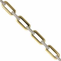 14K Yellow Gold Paperclip Diamond Clasp Bracelet, 14k yellow gold, Long's Jeweler's