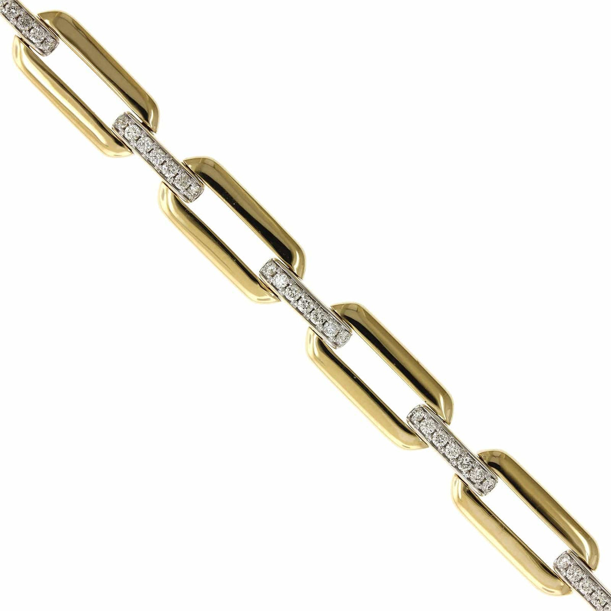 14K Yellow Gold Paperclip Diamond Clasp Bracelet, 14k yellow gold, Long's Jeweler's