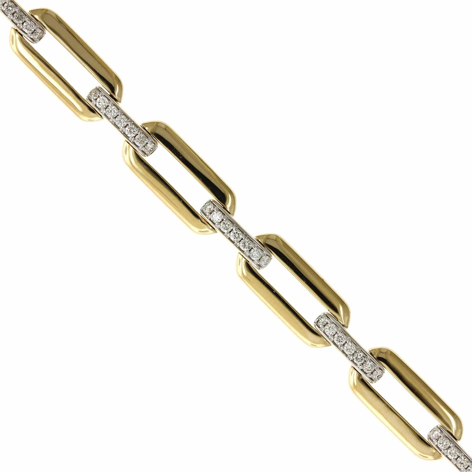 14K Yellow Gold Paperclip Diamond Clasp Bracelet, 14k yellow gold, Long's Jeweler's