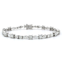 18K White Gold Multi Shape Diamond Line Bracelet