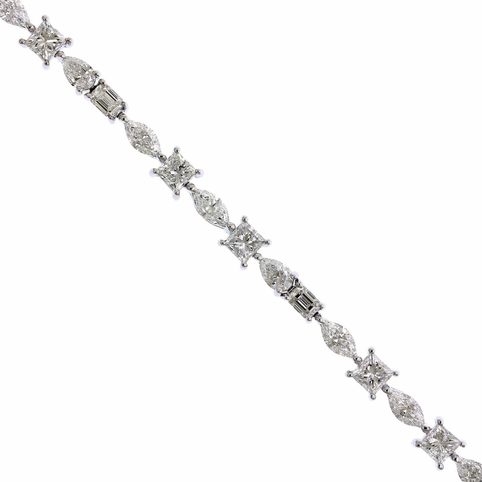 18K White Gold Multi Shape Diamond Line Bracelet, 18k white gold, Long's Jewelers