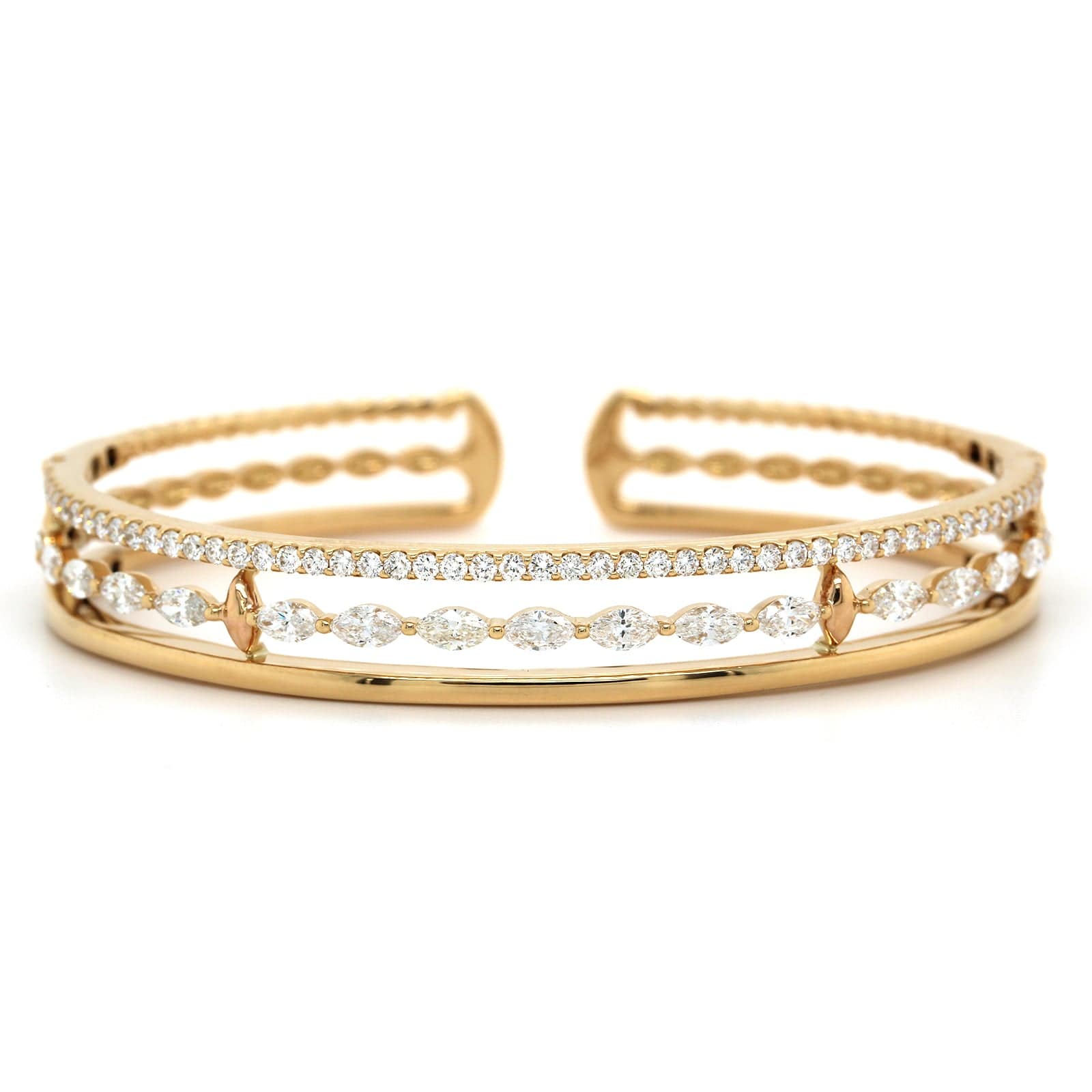 Etho Maria 18K Yellow Gold Marquise Diamond Cuff Bracelet