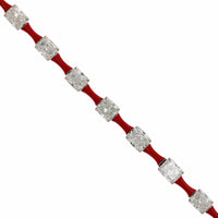 Etho Maria 18K White Gold Alternating Emerald Cut Diamond Red Ceramic Bracelet
