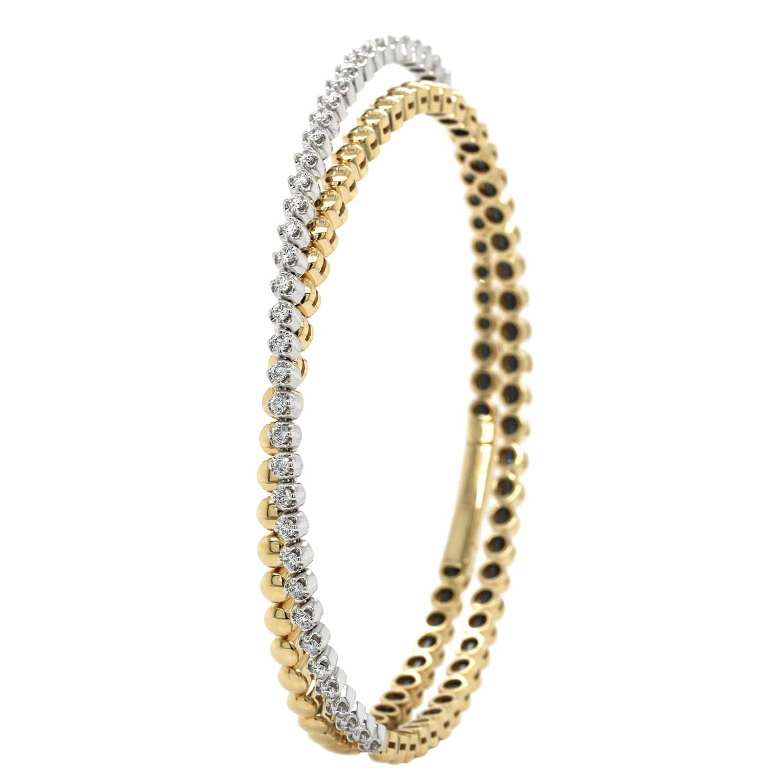 14K Yellow Gold Flexible 2 Row Diamond Wrap Bracelet