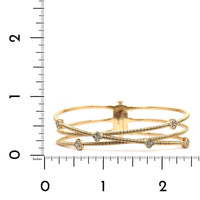 14K Yellow Gold Flexible 3 Row Diamond Bracelet